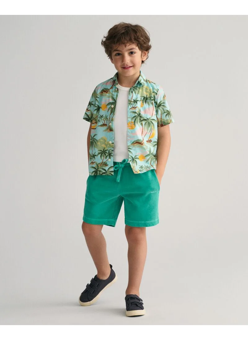 GANT Gant Kids Palm Print Cotton Short Sleeve Shirt