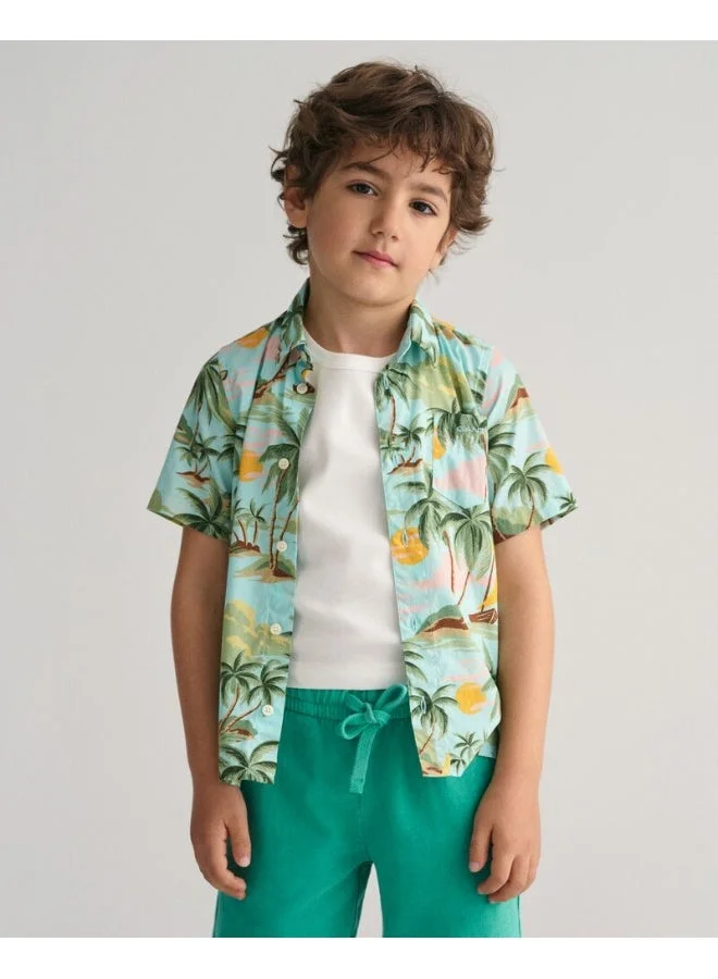 غانت قميص بأكمام قصيرة قطني بطبعة كف للأطفال من جانت