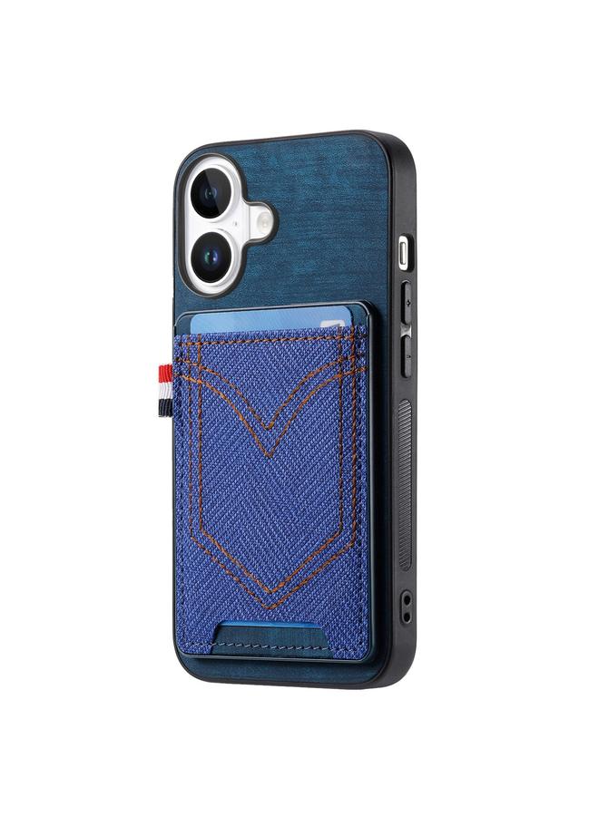 S-TOP Case For iPhone 16 Denim Texture Leather Skin Phone Case with Card Slot - Image 4