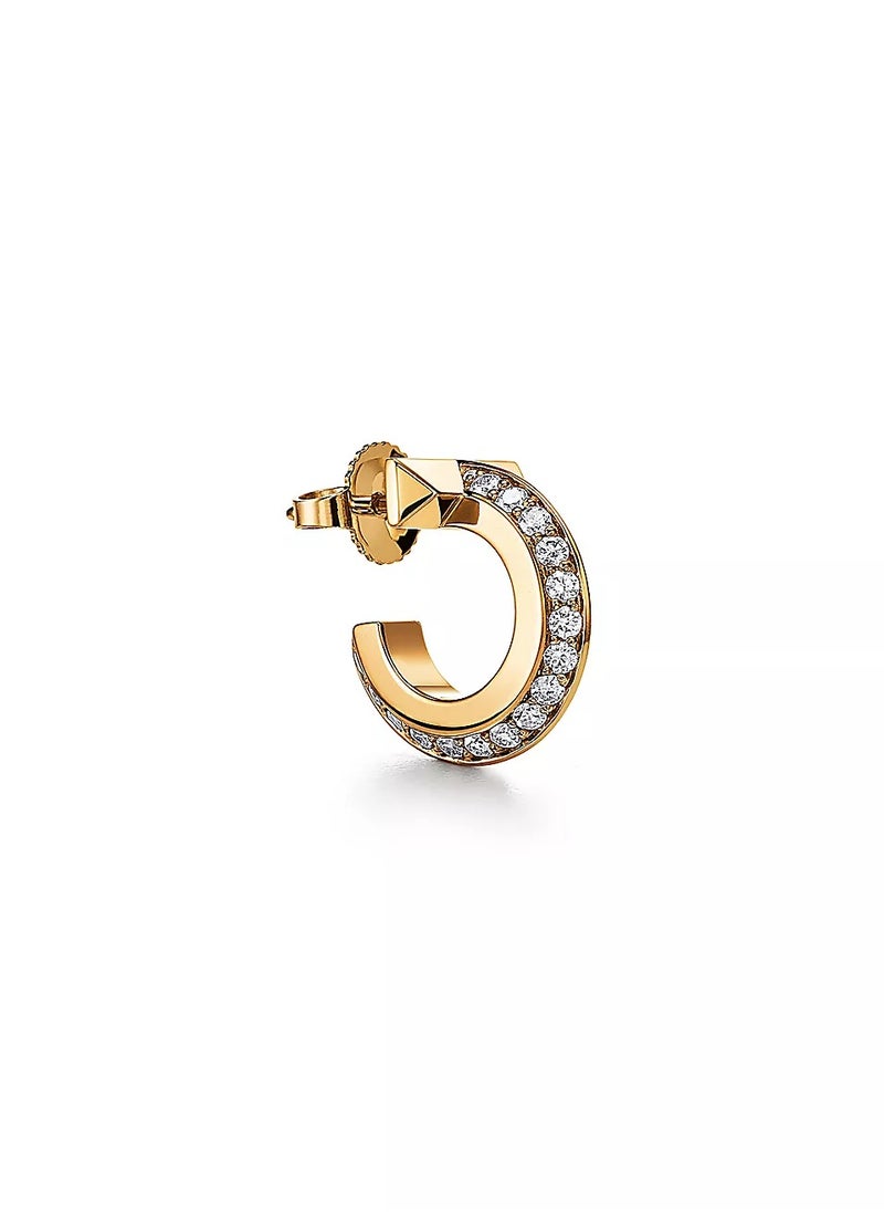 Tiffany & Co. Tiffany T T1 Hoop Earrings in Yellow Gold with Diamonds  - Image 3