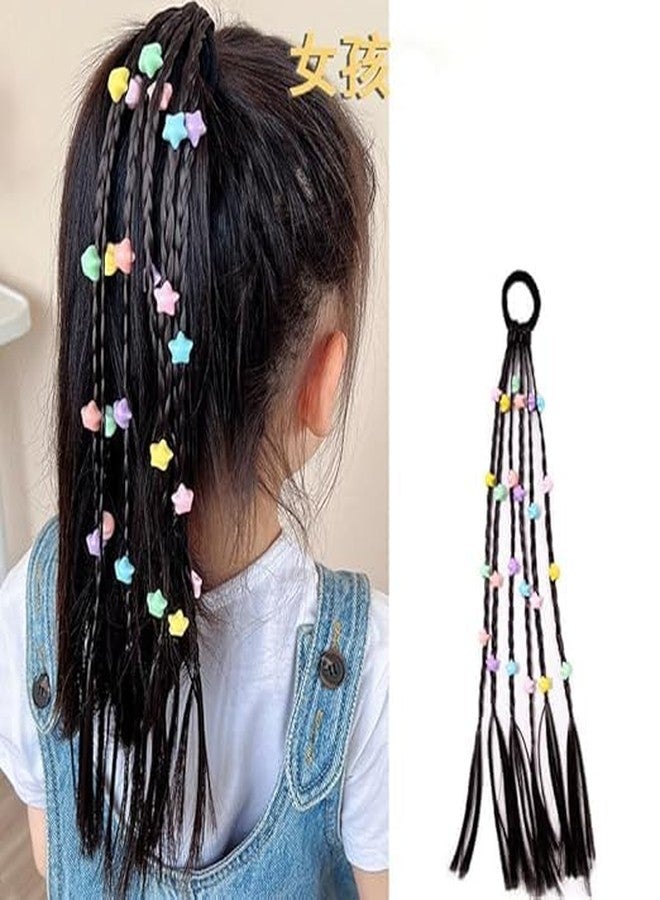 FICTIOUS Girls Rubber Bands Hair Extensions for Kids, Crazy Hair Day Accessories Colorful Wigs Colored Braids for for Girls Kids Women(4 pc Multi Color) - Image 2