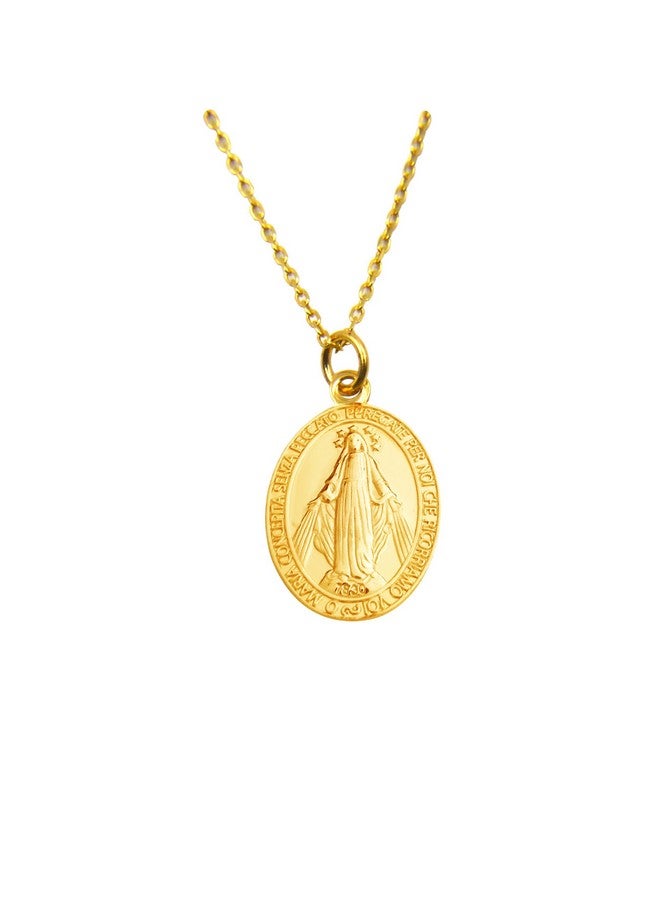 BC 925 Sterling Silver Blessed Virgin Mary Maria Christian Mother Pendant Necklace With Gold Plating - Image 1