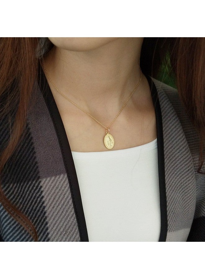 BC 925 Sterling Silver Blessed Virgin Mary Maria Christian Mother Pendant Necklace With Gold Plating - Image 5