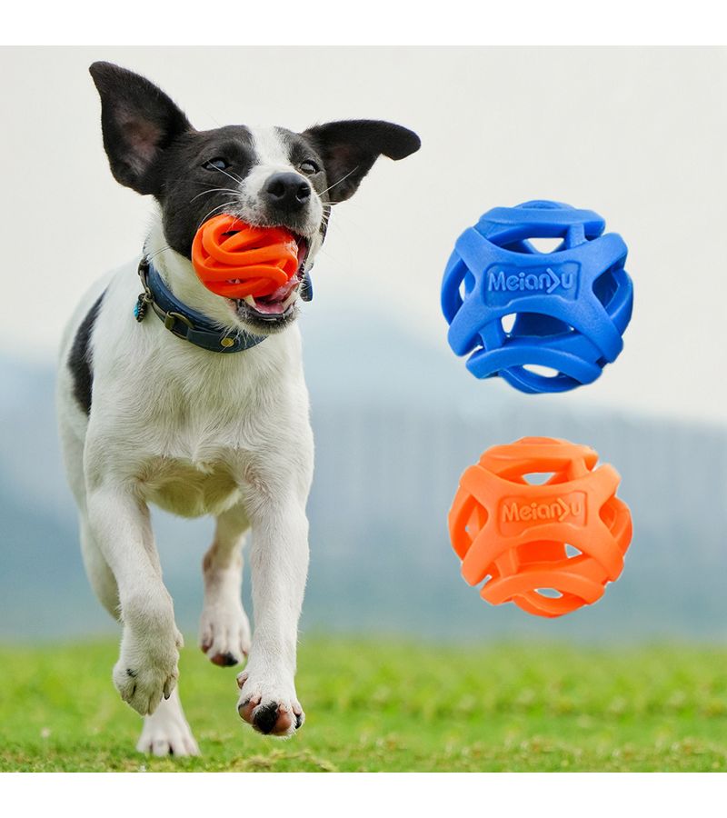 Blue Rubber Ball Dog Toy 2 17 Inch Hollow Ball For Teeth Grinding Outdoor Throwing - Image 1