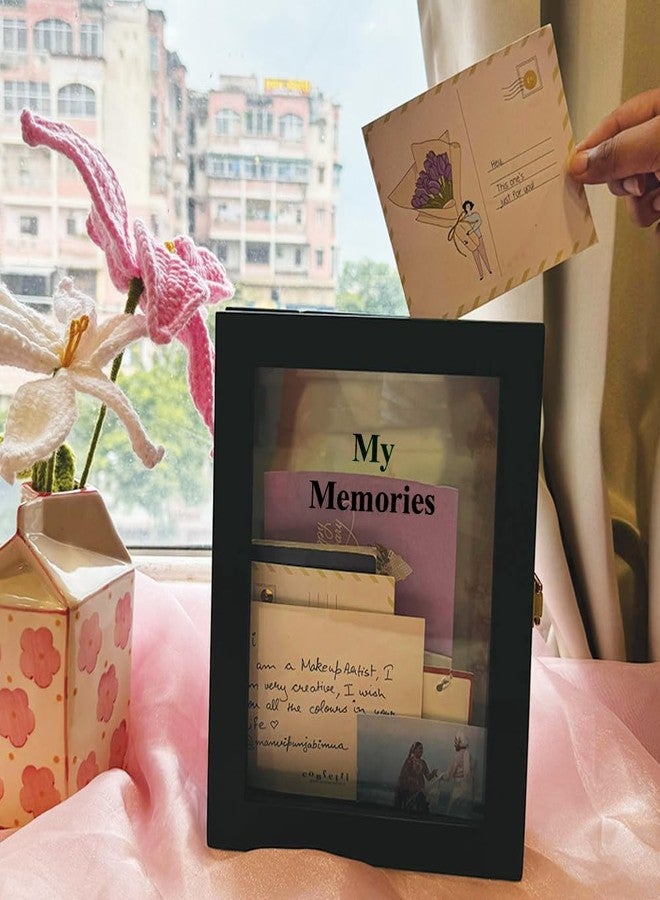 CONFETTI GIFTS صندوق ذكريات خشبي أسود من كونفيتي جيفتس، منظم خشبي معلق على الحائط، ديكور منزلي، صندوق تذكاري مستطيل أسود اللون 9.5 × 7.5 بوصة، هدايا للرجال، هدية عيد الميلاد، هدايا رأس السنة - Image 4