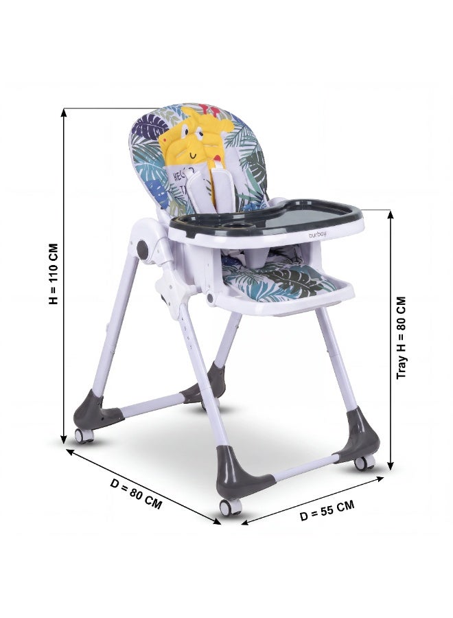 Burbay Premium Adjustable Baby High Chair – 7-Level Height, 5-Point Harness, Easy-Clean Double Tray, and Padded Seat - Image 5