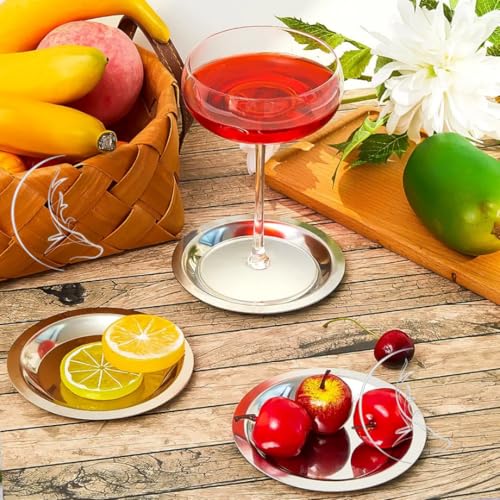 The Cook House - Stainless Steel Small Coasters/Lid for Tumblers, Katori, Glasses, Cups, Mugs, Bowls | Metal Covers for Dinning Table, Kitchen & Office | Food Grade, Mirror Finish - 8 CM (6) - Image 3