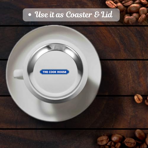 The Cook House - Stainless Steel Small Coasters/Lid for Tumblers, Katori, Glasses, Cups, Mugs, Bowls | Metal Covers for Dinning Table, Kitchen & Office | Food Grade, Mirror Finish - 8 CM (6) - Image 5