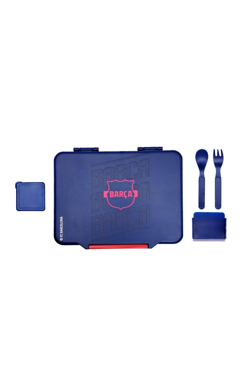 Bamboo Bark FC Barcelona Lunch Box for Boys, Children & Adults, BARCA Football 1300ml Leak-Proof 5-Compartment Bento Lunch Box for Kids with Cutlery & Sauce Container, BPA-Free Food Container for School, Office & Daily Meals - Image 2