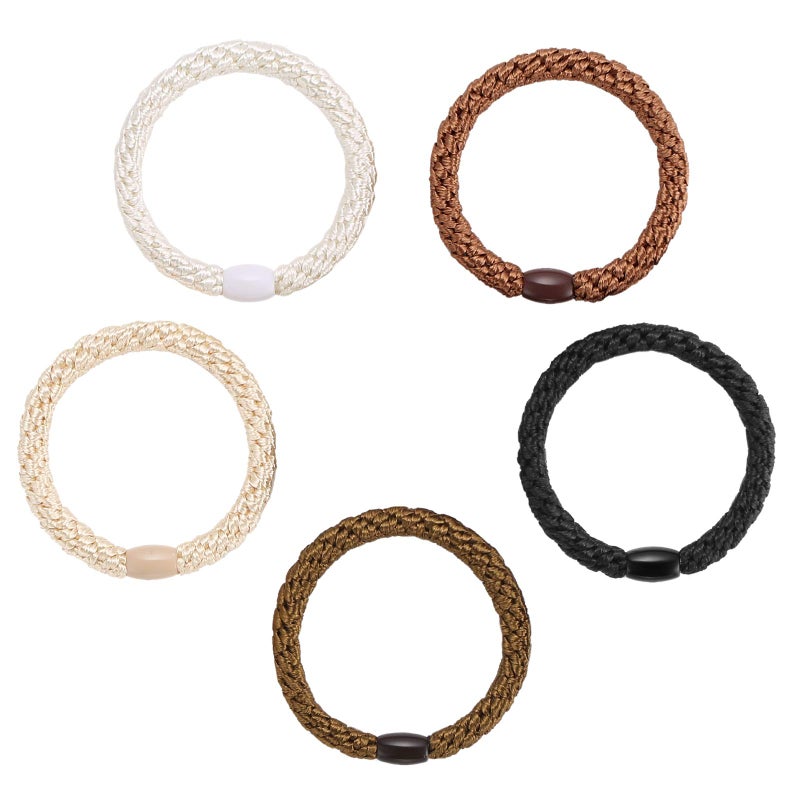 Funtopia Hair Ties for Women Girls, Funtopia 30 Pcs Elastics Hair Bands Ponytail Holders for Thick Hair, No Damage No Crease Hair Elastics (Black/Brown/White/Beige/Coffee) - Image 2