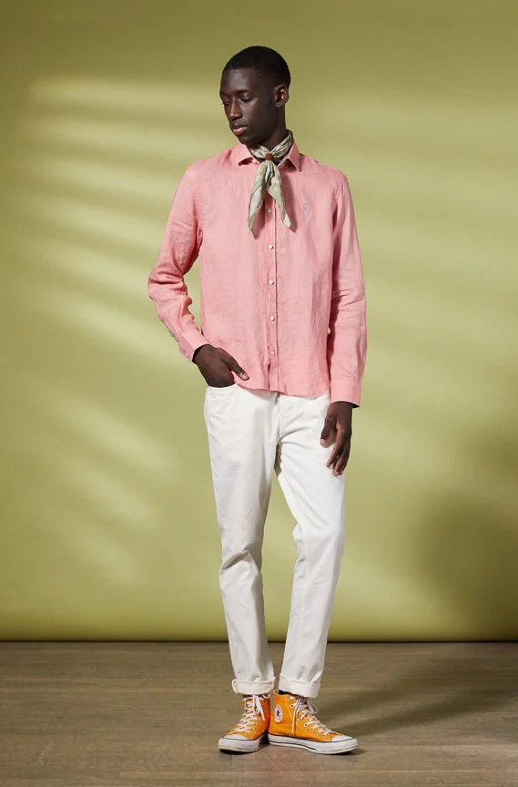 Vicomte A. Clay Pink Slim Linen Shirt