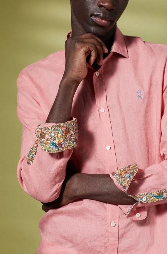 Vicomte A. Clay Pink Slim Linen Shirt
