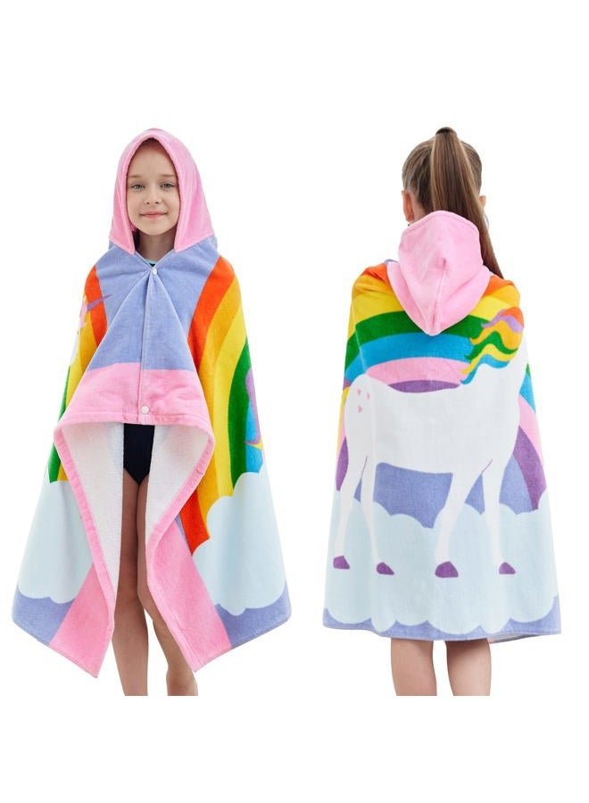Bavilk Kids Bath Towels, Kids Towel Girls Boys Hooded Beach,Bathroom,Pool Swim Towels 30 × 50 INCH Large Size Ultra Absorbent Cute Cartoon Animal Full Vitality 100% Cotton Wearable Wrap for Child - Image 1