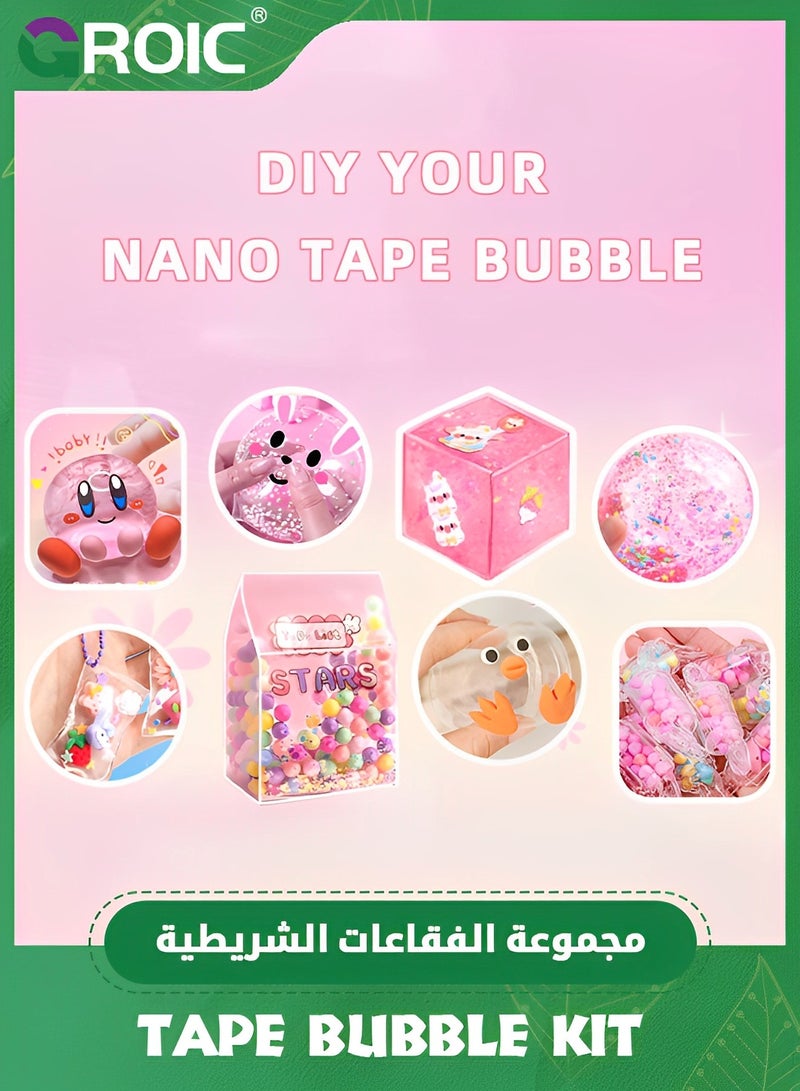GROIC 3 PCS Nano Tape Bubble Kit for Kids with Box,Nano Tape Squishy Maker Kit, Nano Bubble Tape Kit, Nano Magic Tape Bubbles,Handmade DIY Toys(Blue,Pink,Yellow) - Image 3