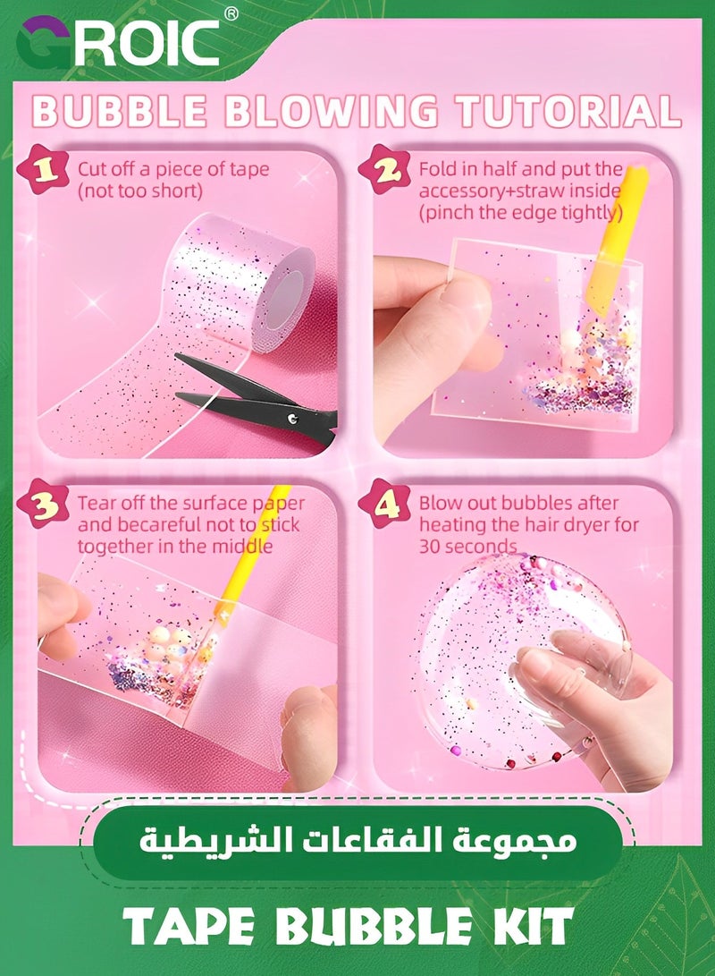 GROIC 3 PCS Nano Tape Bubble Kit for Kids with Box,Nano Tape Squishy Maker Kit, Nano Bubble Tape Kit, Nano Magic Tape Bubbles,Handmade DIY Toys(Blue,Pink,Yellow) - Image 5