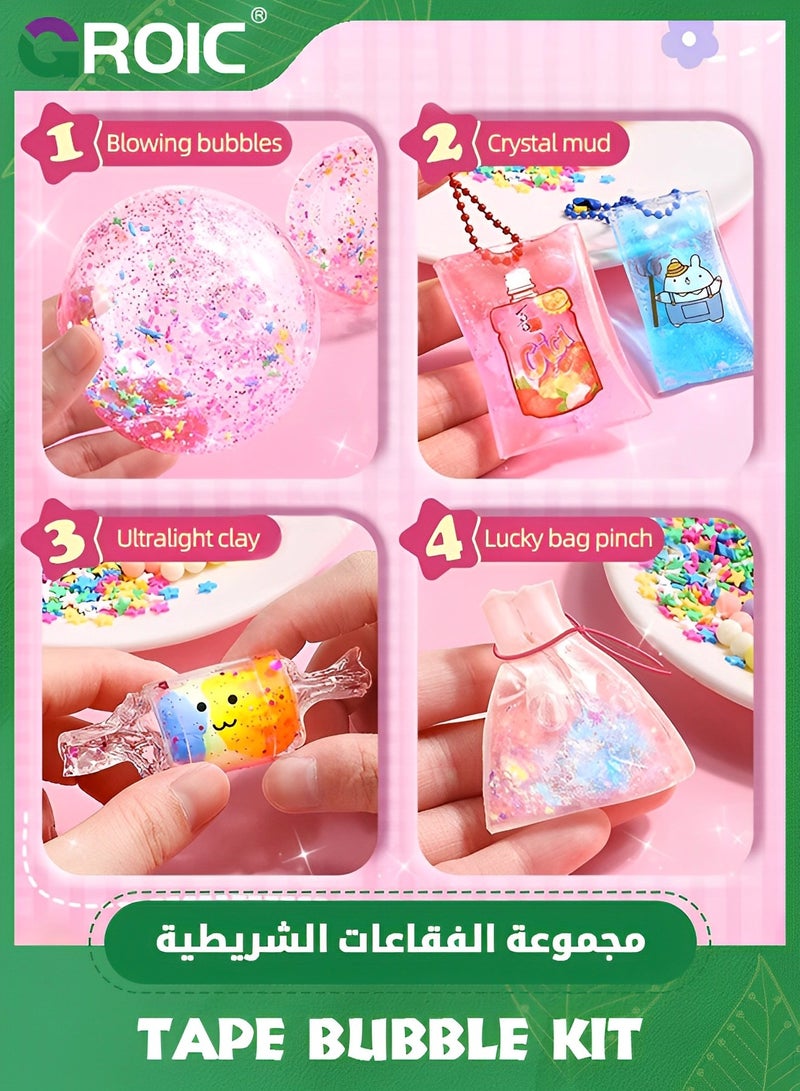 GROIC 3 PCS Nano Tape Bubble Kit for Kids with Box,Nano Tape Squishy Maker Kit, Nano Bubble Tape Kit, Nano Magic Tape Bubbles,Handmade DIY Toys(Blue,Pink,Yellow) - Image 4