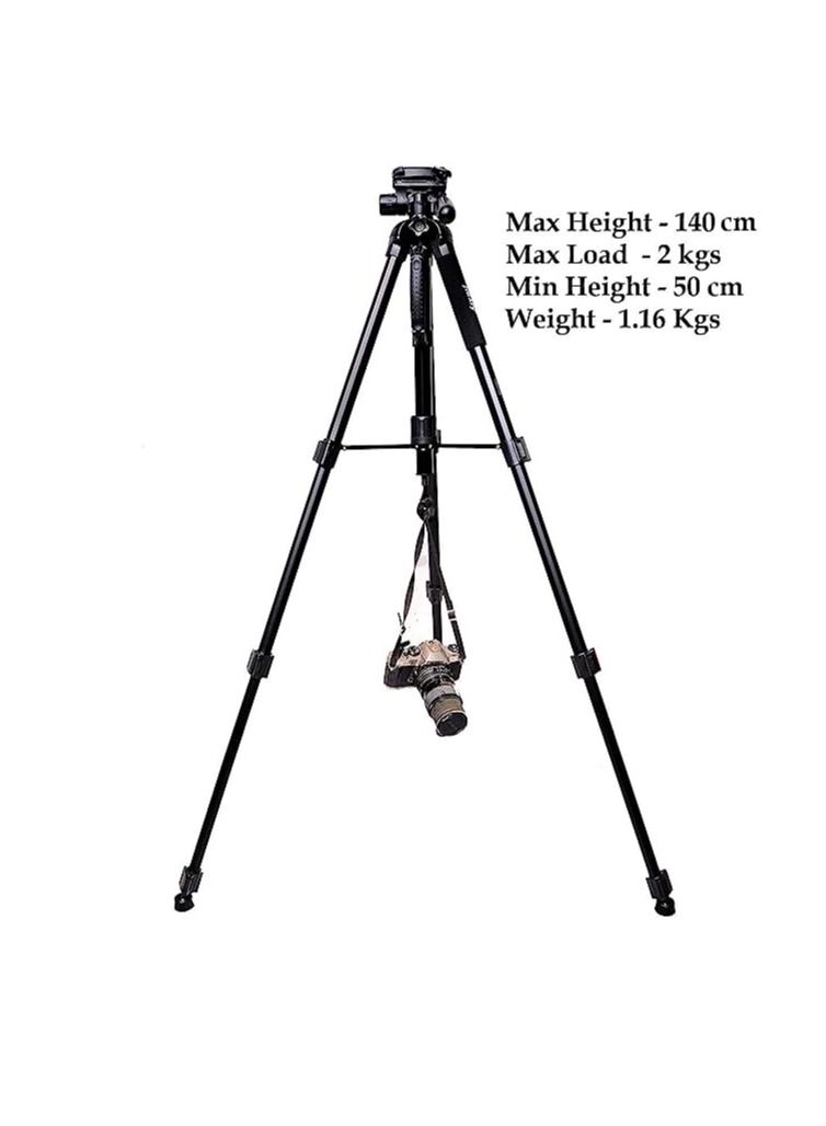Jmary KP-2234 Professional Aluminium Tripod for All DSLR Cameras (Black) - Image 2