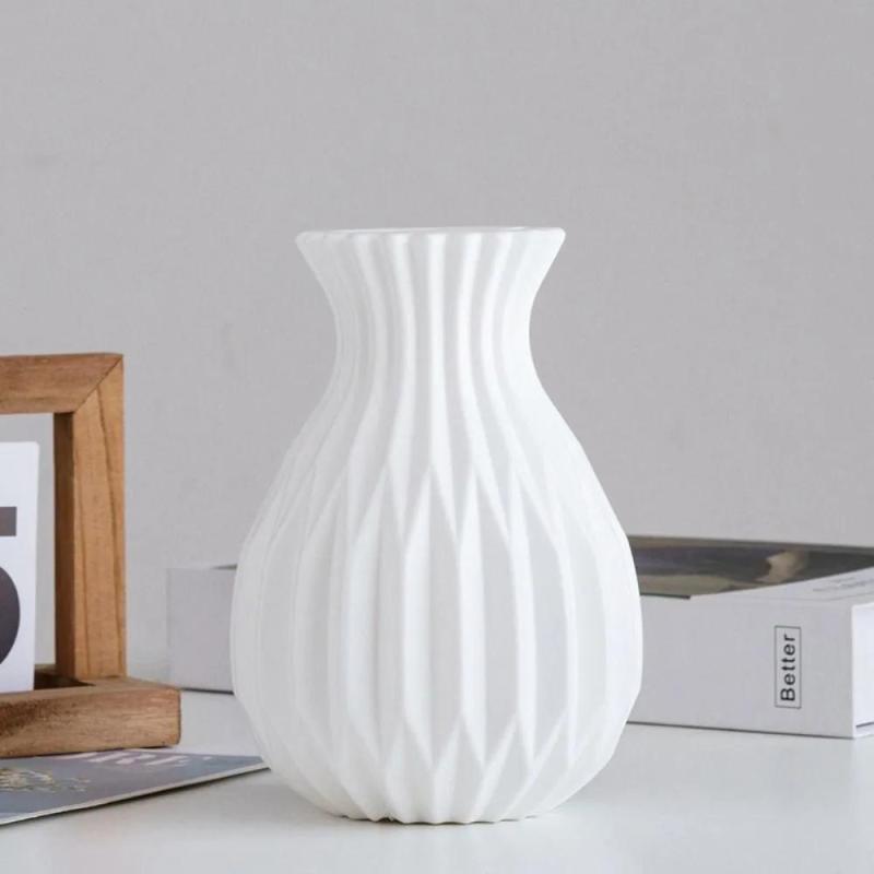 Scandinavian Style Hydroponic Faux Ceramic Vase, Single White - Image 4