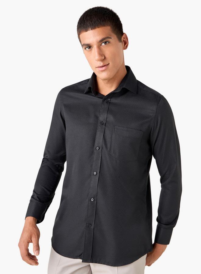 Splash FAV Regular Fit Textured Collared Shirt with Chest Pocket - Image 4