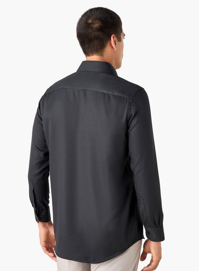 Splash FAV Regular Fit Textured Collared Shirt with Chest Pocket - Image 3