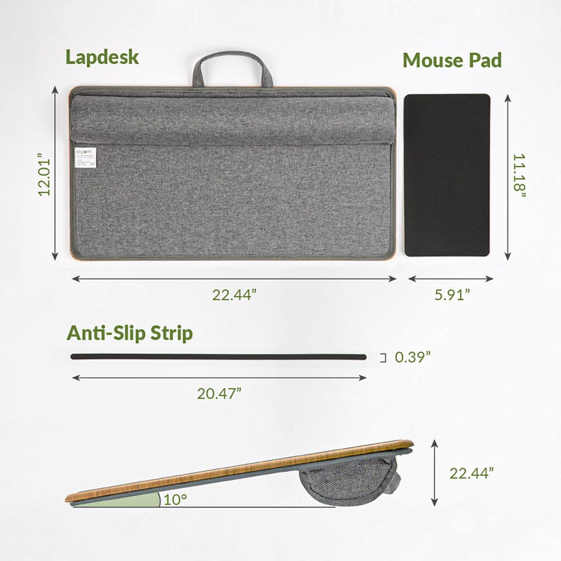 ergomi Lap Desk with Soft Cushion and Wrist Rest â€“ Portable Laptop Desk for Bed, Couch & Home Office, Removable Mouse Pad & Anti-Slip Strip for 17 inch Laptop (Large, Wood Pattern) - Image 3