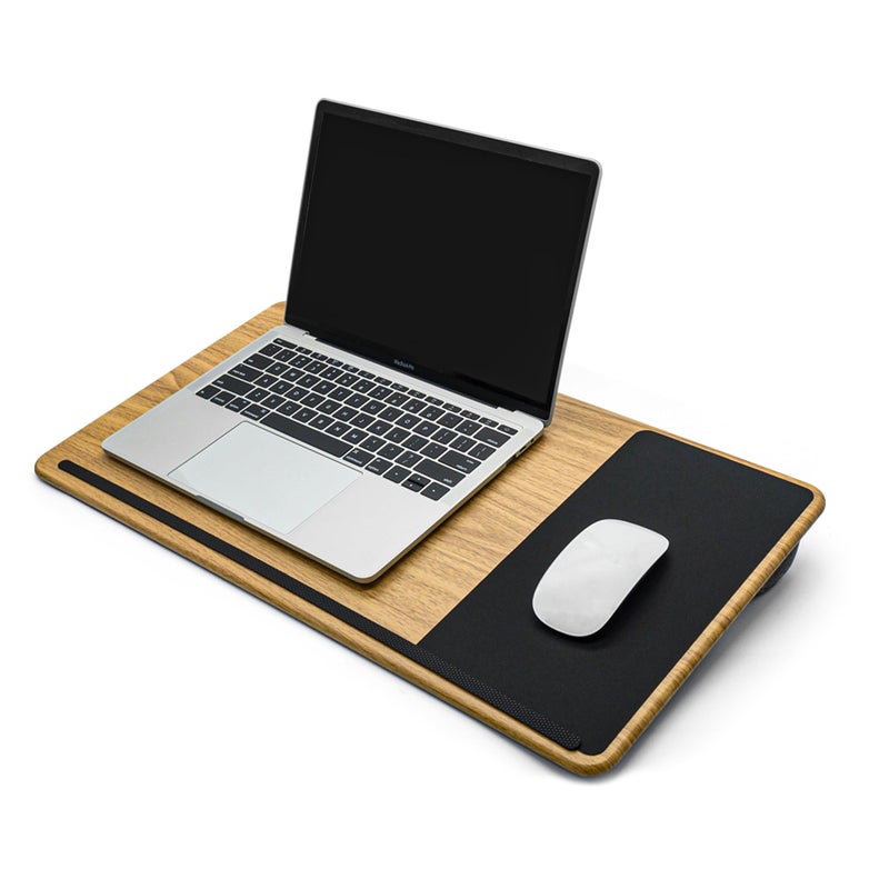 ergomi Lap Desk with Soft Cushion and Wrist Rest â€“ Portable Laptop Desk for Bed, Couch & Home Office, Removable Mouse Pad & Anti-Slip Strip for 17 inch Laptop (Large, Wood Pattern) - Image 1