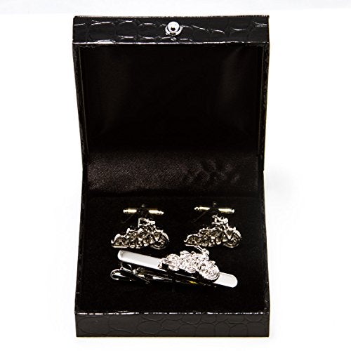 MRCUFF Motorcycle Pair of Cufflinks and Tie Bar Clip with a Presentation Gift Box - Image 2