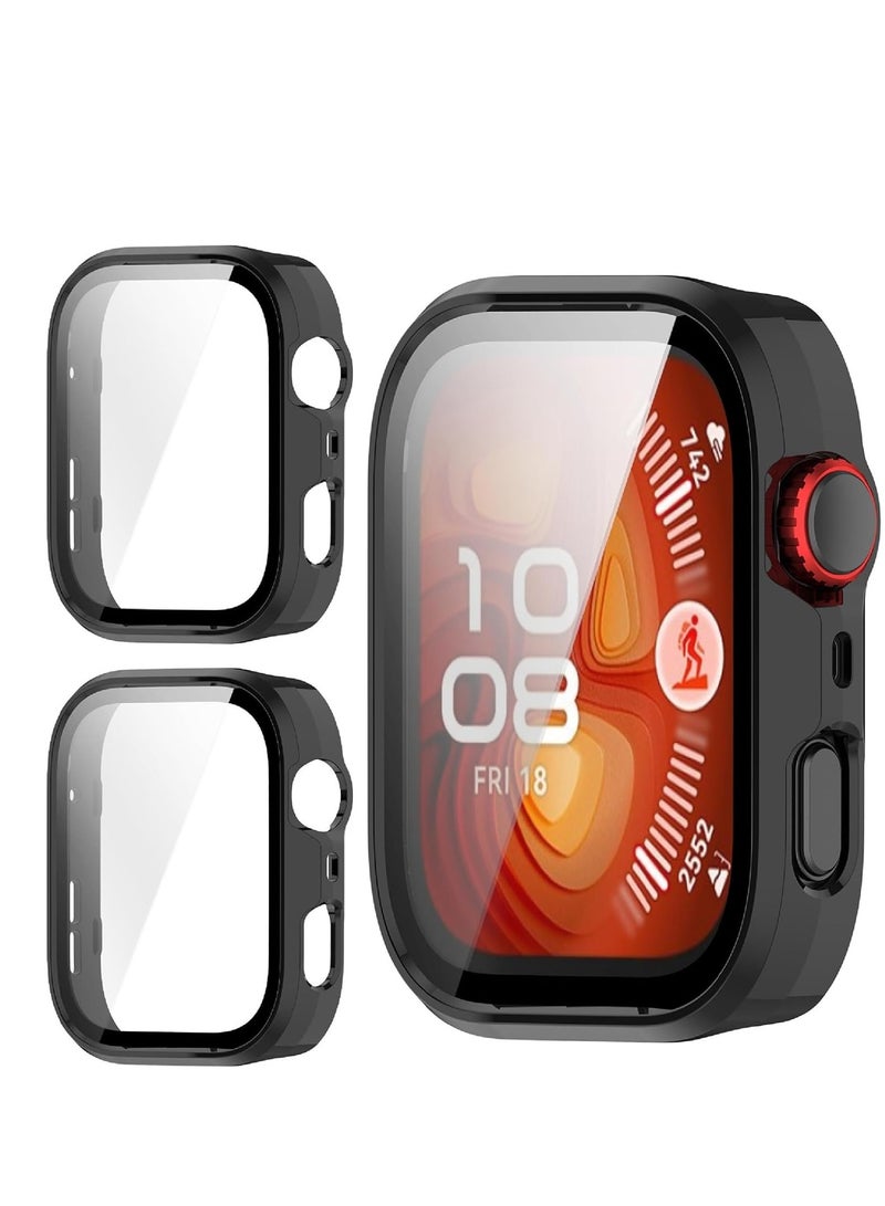 Case Compatible with Huawei Watch Fit 4 Pro, [2 Pack] Screen Protector + Hard Frame, Total Package Protection - Black - Image 1