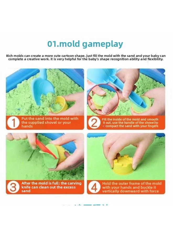 Space Children's Toy Sand Suit Indoor Girls Plasticine Power Clay Magic Mars Color Sand Oily Other-Color:Sand Color 2.5kg 39 Mold With Sea, Land And Air Large Sand Table Pump