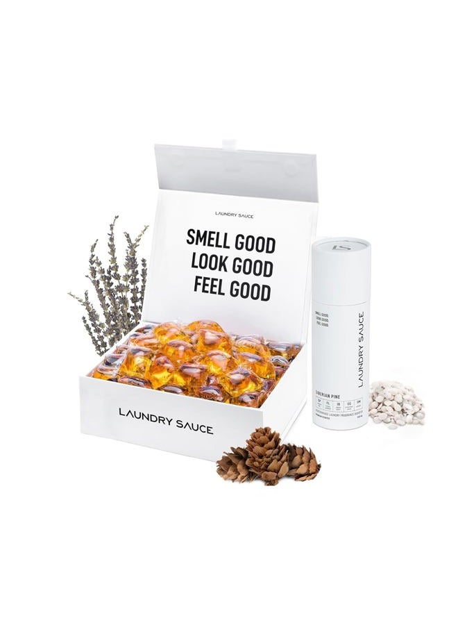 LAUNDRY SAUCE Luxury Scented Detergent Pods & Scent Booster Bundle (Siberian Pine) - Easy-To-Use, Premium Pods with High-End, Sophisticated Fragrances - Dye Free & HE Compatible - Image 1
