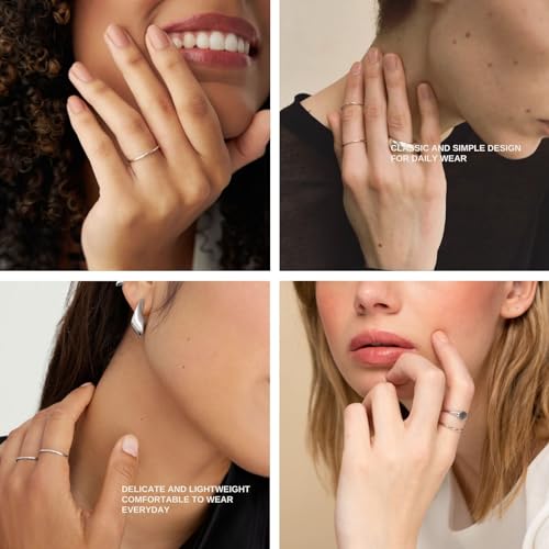 NOKMIT 3PCS 1mm Thin Silver Rings for Women Slim Simple Stacking Stackable Ring Plain Thumb Pinky Band Smooth High Polished Non Tarnish Comfort Fit Size 5 to 10 (7) - Image 2