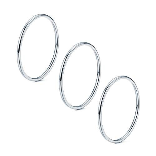 NOKMIT 3PCS 1mm Thin Silver Rings for Women Slim Simple Stacking Stackable Ring Plain Thumb Pinky Band Smooth High Polished Non Tarnish Comfort Fit Size 5 to 10 (7) - Image 1
