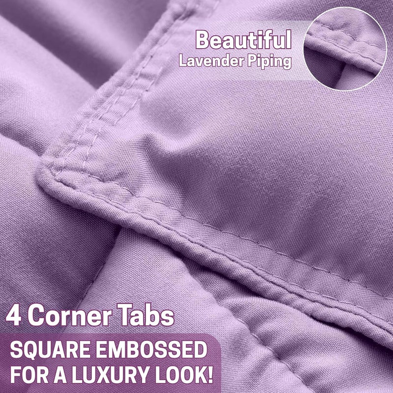 Bed Comforter with Lightweight & Soft Down Alternative | Reversible Cooling Comforter for bedding Duvet Inserts for All Seasons with Washable Microfiber Quilt (Lavender, 220 x 240cm) - Image 5