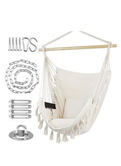 Enjoylifeme Hammock Chair Hanging Rope Swing with 2 Cushions and Wood Spreader Bar  - Image 1
