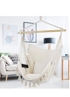 Enjoylifeme Hammock Chair Hanging Rope Swing with 2 Cushions and Wood Spreader Bar  - Image 3