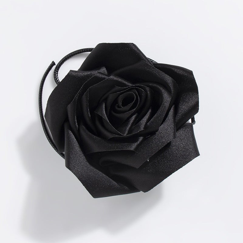 Womens Fashion Floral Bowknot Rose Necklace Belt WN-Black Rose Waistcord