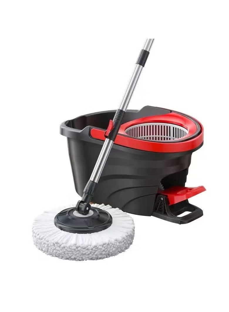 حصريا مجموعة ممسحة منزلية متكاملة مع امتصاص الماء الدوار، وتنظيف بدون استخدام اليدين، ورأس ممسحة مسطح، ودلو (دلو ممسحة + قضيب تقوية + سلة معدنية + رأسي ممسحة) - Image 2