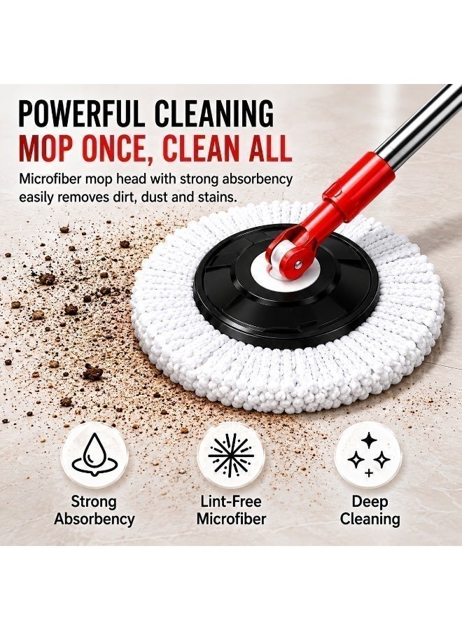 EXCLIFE Household all-in-one mop set with rotating water absorption, hands-free cleaning, flat mop head, and bucket (mop bucket + reinforcing rod + metal basket + 2 mop heads) - Image 4