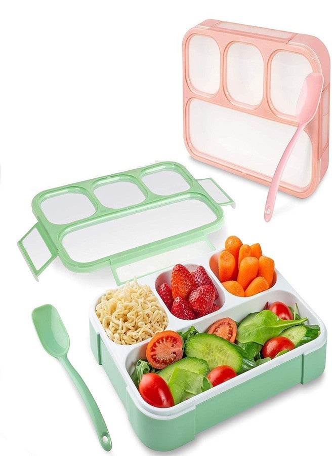 ENTERPRISES JK Enterprise Leak Proof 4 Compartment Lunch Box Reusable Microwave Freezer Safe Food Containers with Spoon for Adults and Kids (1Pc - Multicolor) PP Food Grade Plastic. - Image 1