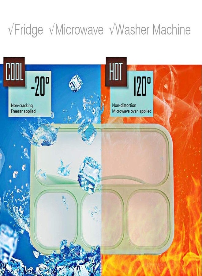 ENTERPRISES JK Enterprise Leak Proof 4 Compartment Lunch Box Reusable Microwave Freezer Safe Food Containers with Spoon for Adults and Kids (1Pc - Multicolor) PP Food Grade Plastic. - Image 5