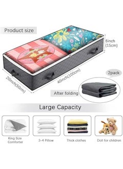 HOOKOR 2 Pack Under Bed Storage Containers, Closet Organizers and Storage Bins, Collapsible Underbed Storage Bags for Blankets, Towels, Comforter, Sweaters, Linen Sheets (32-01-2p)  - Image 2