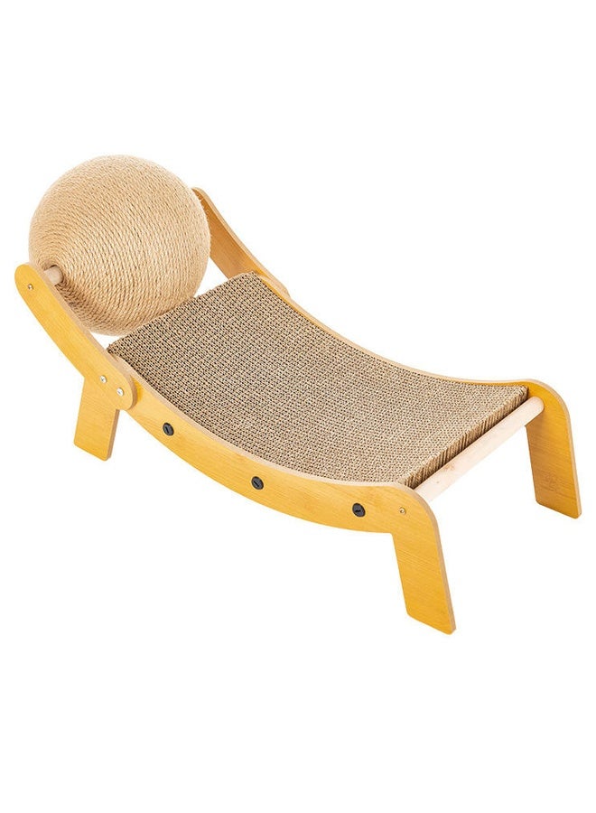 سي آند سي هوم سرير استرخاء خشبي عصري مستوحى من الطراز الاسكندنافي للقطط بتصميم هزاز منحني، وسطح خدش مدمج من الورق المقوى، وراحة مريحة على طراز الكرسي الطويل للقطط المنزلية الأنيقة 50 × 25 × 21 سم. - Image 3