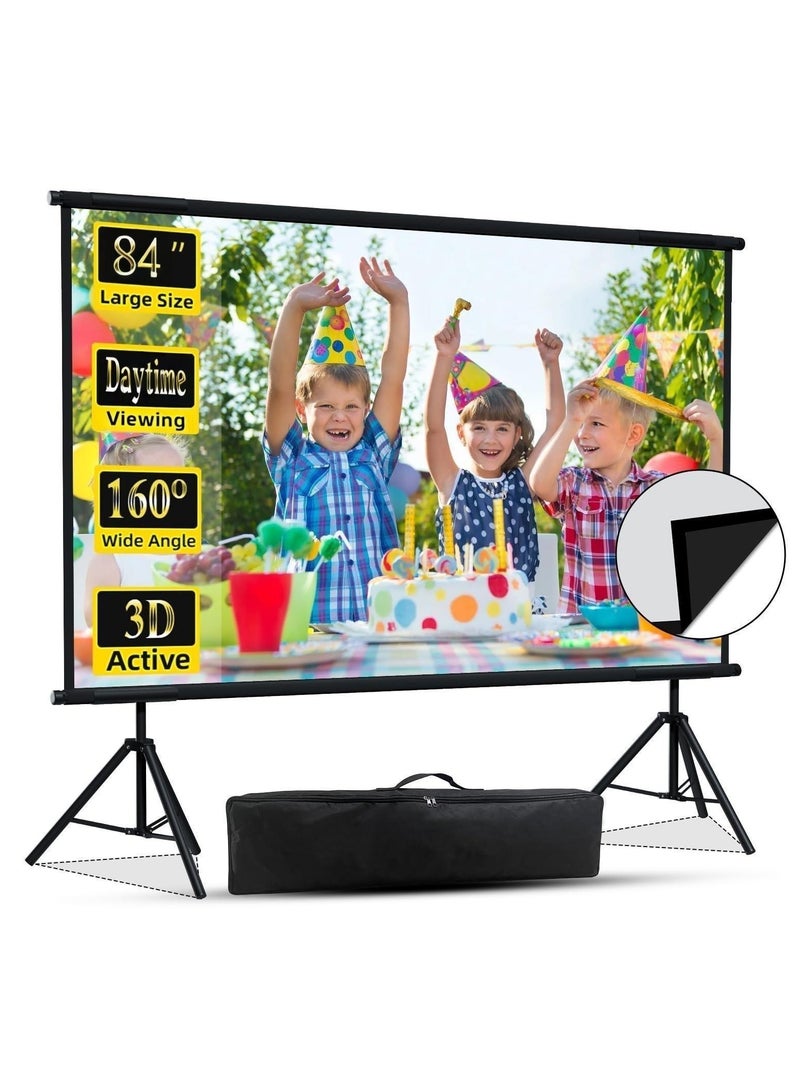 FlashHawk 2025 Upgraded 80inch Projector Screen for Daylight Viewing, Indoor Outdoor Portable 16:9 4K HD Movie Screen with Carry Bag