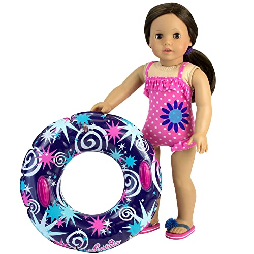 Sophia's Sophias 18 Doll Pink with White Polka Dots Ruffle Bathing Suit and Inflatable Inner Tube - Image 1
