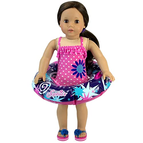 Sophia's Sophias 18 Doll Pink with White Polka Dots Ruffle Bathing Suit and Inflatable Inner Tube - Image 5