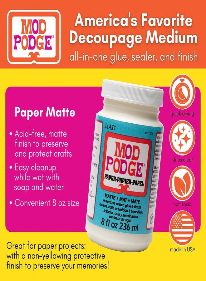 Mod Podge Waterbase Sealer, Glue and Finish for Paper (8-Ounce), CS11236 Matte Finish - Image 2