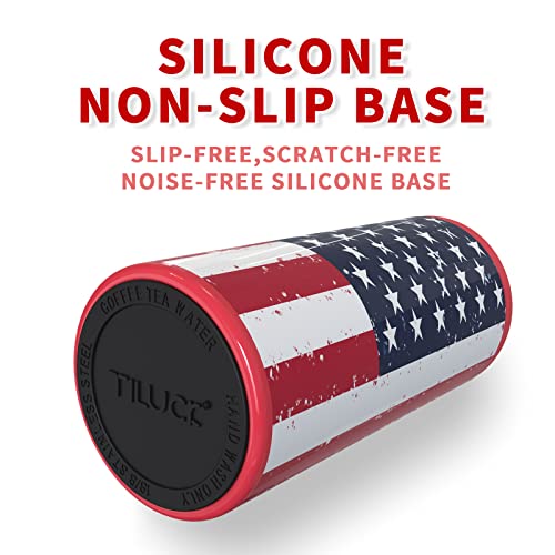 TILUCK Skinny Can Cooler for Slim Beer & Hard Seltzer, Stainless Steel, Doucle-Walled Stainless Steel Insulated Slim Cans, Standard 12 oz (U.S. Flag-01) - Image 4