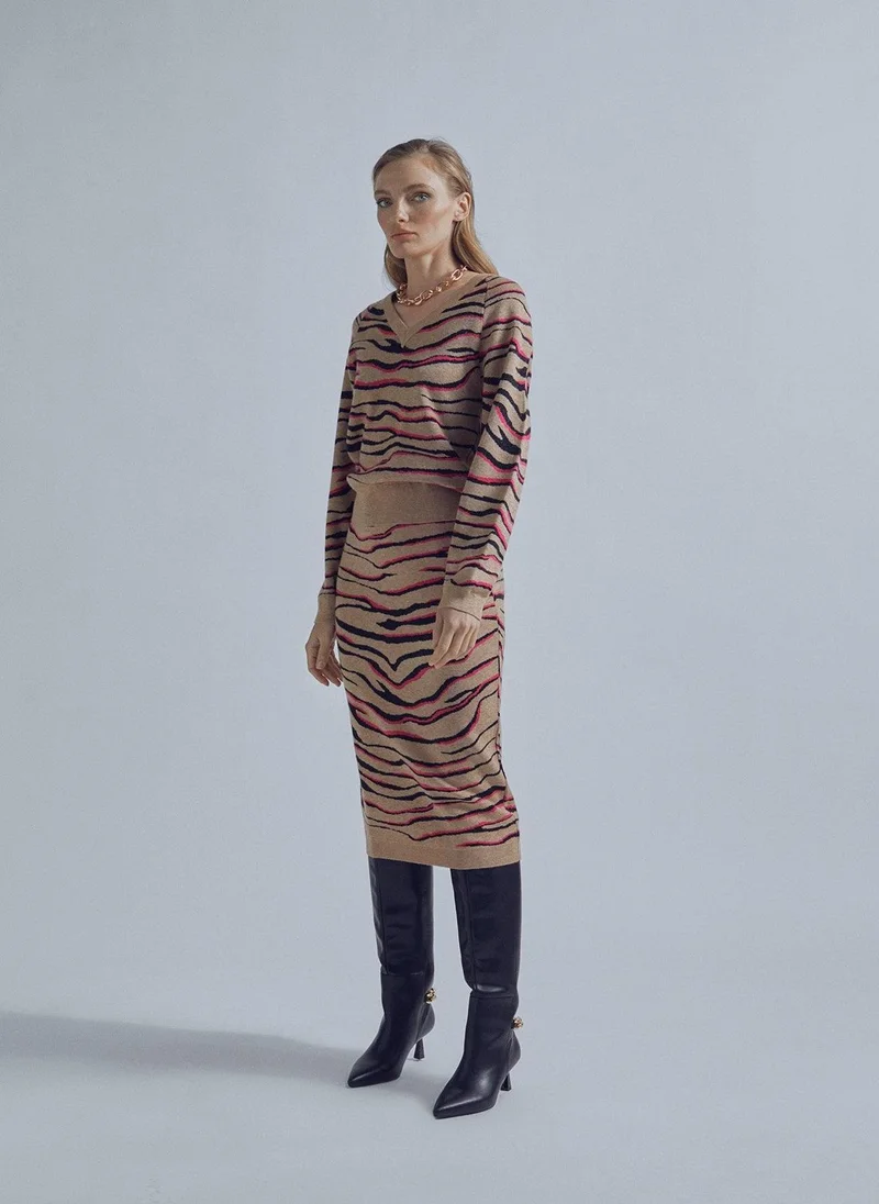 Lola Casademunt Animal print midi knit skirt