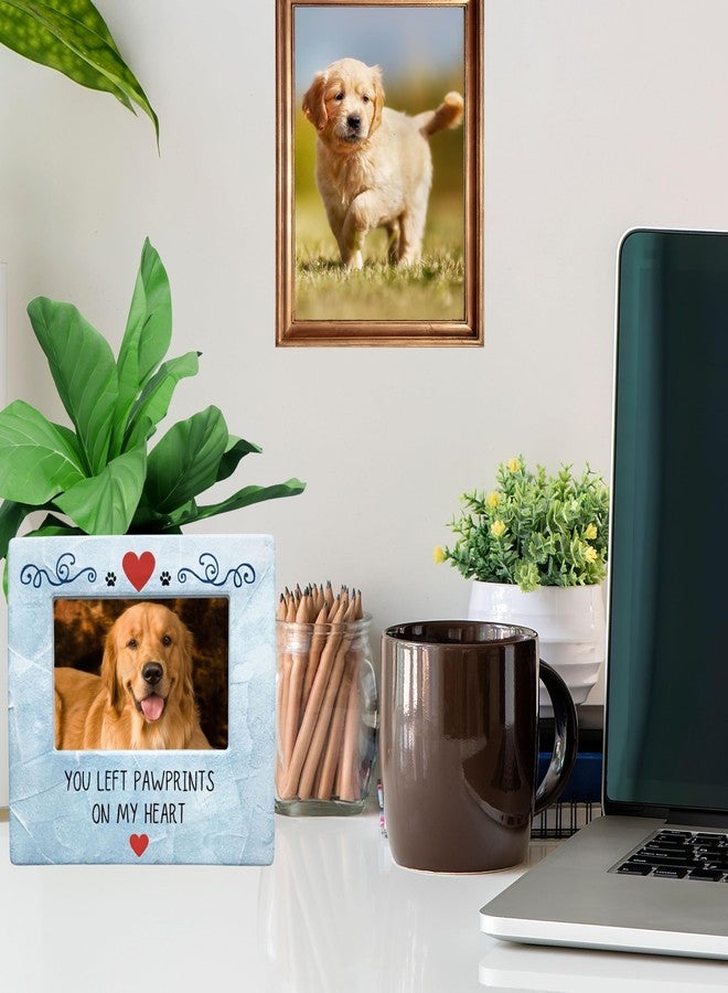 BANBERRY DESIGNS Pet Memorial Picture Frame - You Left Paw Prints on my Heart - Dog or Cat Photo Frame with Red Hearts and Paw Prints - Measures 8" x 7.25" - Holds a 4" x 6" Photo - Image 5