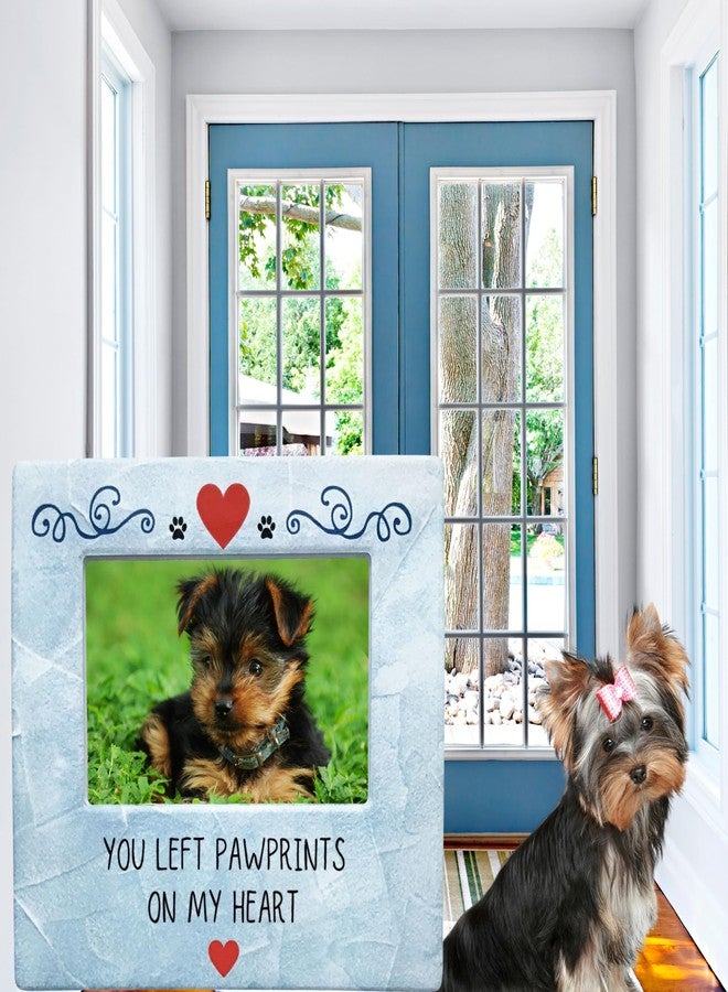 BANBERRY DESIGNS Pet Memorial Picture Frame - You Left Paw Prints on my Heart - Dog or Cat Photo Frame with Red Hearts and Paw Prints - Measures 8" x 7.25" - Holds a 4" x 6" Photo - Image 3